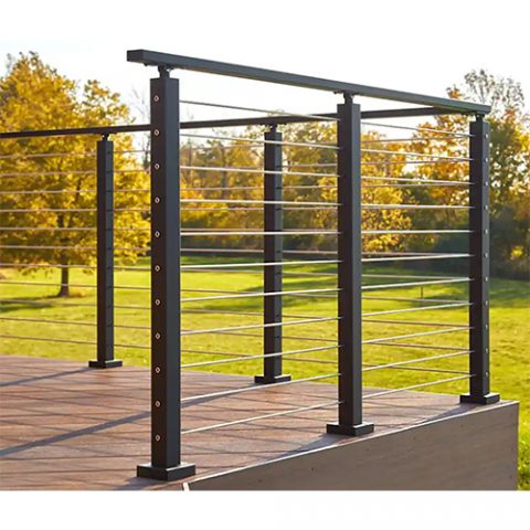Exterior black cable railing exterior project
