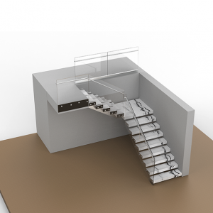 Straight staircase floating staircase with stone steps