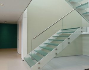 Glass tread straight stairs