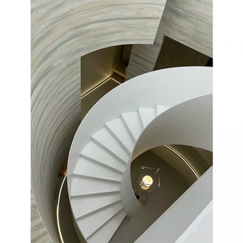 Metal white stringer curved staircase dimension