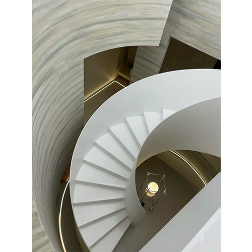 Metal white stringer curved staircase dimension
