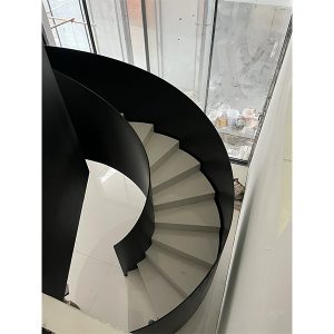 modern black stringer curved staircase for villa.