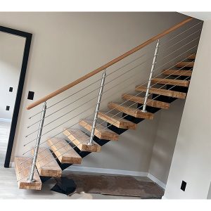 solid wood floating stairs interior design
