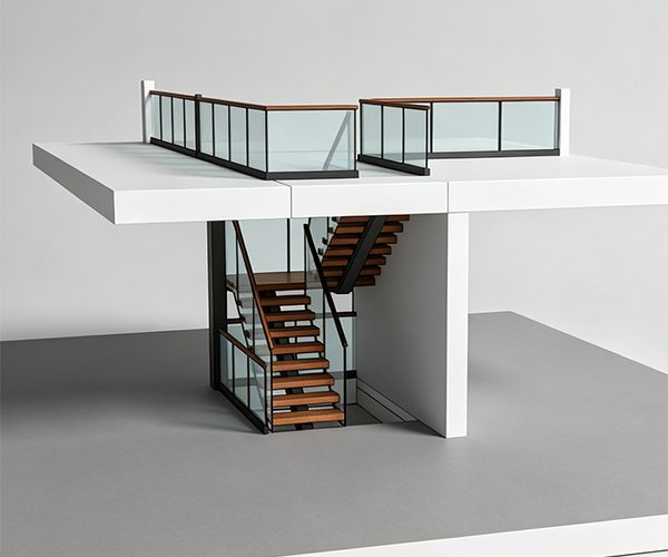 Straight Mono Stringer Staircase with Glass Railing and light