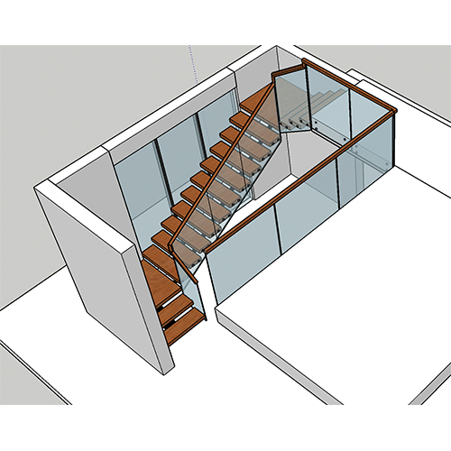mono stringer U-shape staircase