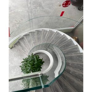 custom curved glass staircase with marble steps modern interior stair design