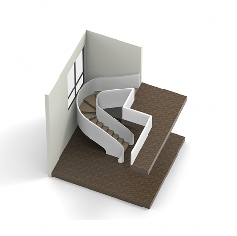 3D concept design of a custom curved staircase for a modern luxury home